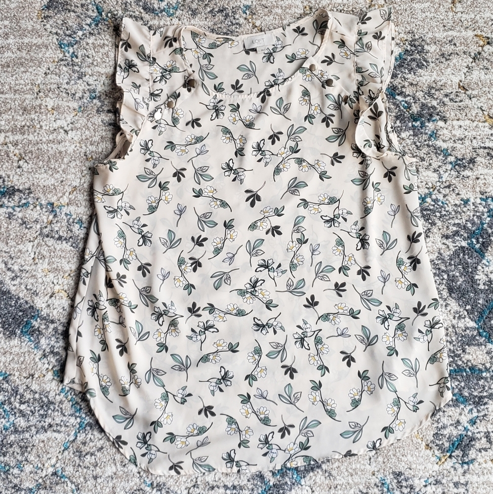 LOFT Cap Sleeve Print Blouse